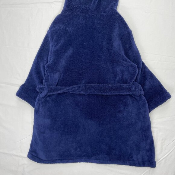 Pottery Barn Kids Baby Toddler Plush Hooded Fleece Bath Robe Navy Blue 2T - 3T - Picture 9 of 10